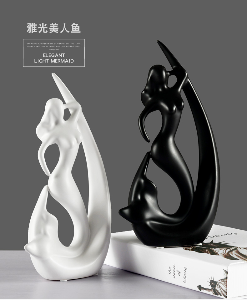 Nordic key-2 luxury furnishing articles, household act the role ofing is tasted the wine TV ark, creative the sitting room porch ceramic mermaid furnishing articles