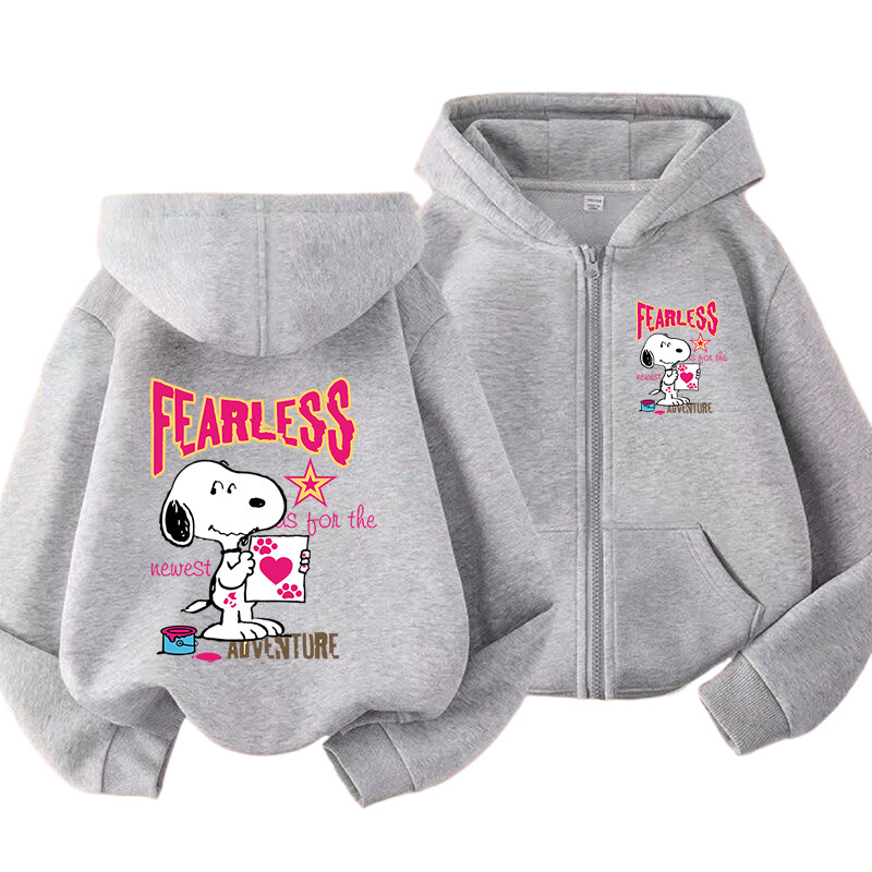 Cross-Border Snoopy Cartoon Print Hooded Sweatshirt for Boys and Girls, Autumn and Winter Loose Casual Zip-Up Hoodie with Fleece Lining Cross-Border Snoopy Cartoon Print Hooded Sweatshirt for Boys and Girls, Autumn and Winter Loose Casual Zip-Up Hoodie with Fleece Lining