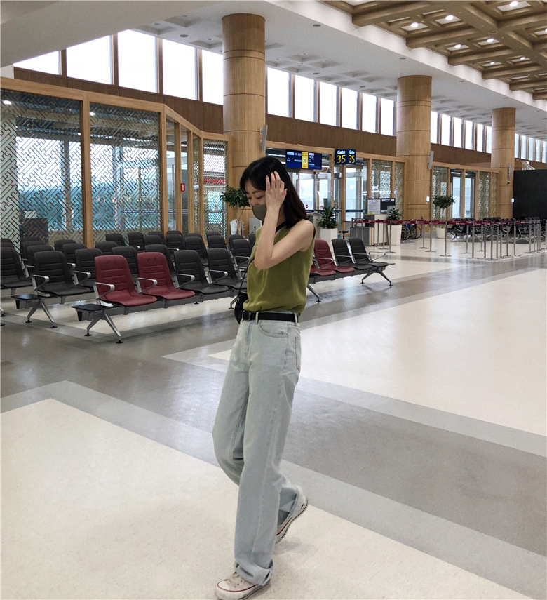 Be.Sdayday Phụ nữ Hàn Quốc 19 ánh sáng retro mùa hè được giặt rộng bằng vải denim 拖 拖 - Cộng với kích thước quần áo áo gile nữ