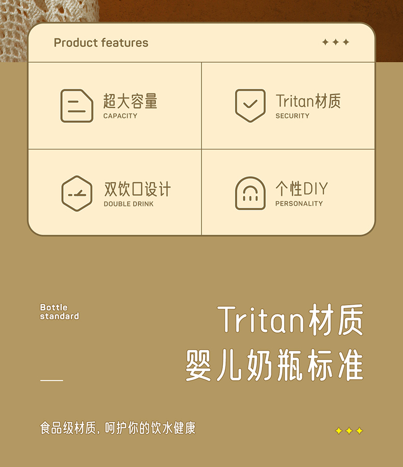 物生物 高颜值大容量Tritan材质运动水杯 1.2L 图2