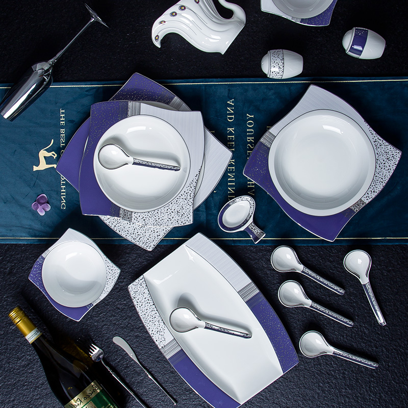 High - class European - style special - shaped ipads porcelain tableware suit dishes home dishes porcelain jingdezhen porcelain gift set