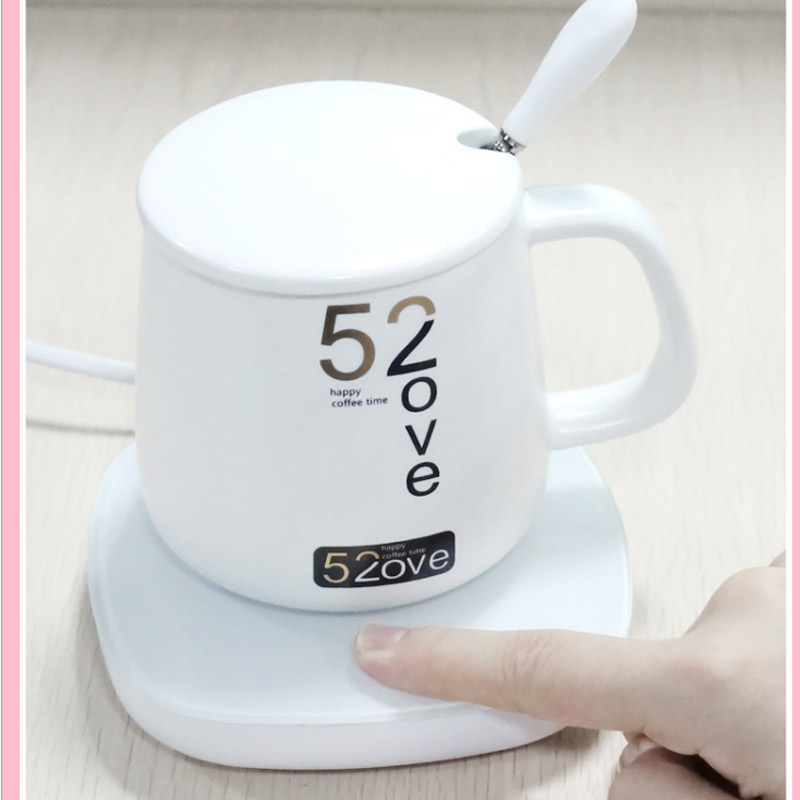 Holiday gift to 55 degrees warm cup of intelligent temperature control heating thermostatic cup couples keep - a warm glass ceramic gifts custom cup