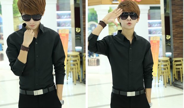 Áo sơ mi nam dài tay nam 2017 mùa xuân Hàn Quốc Slim Casual Thanh niên áo sơ mi trắng sơ mi kaki nam