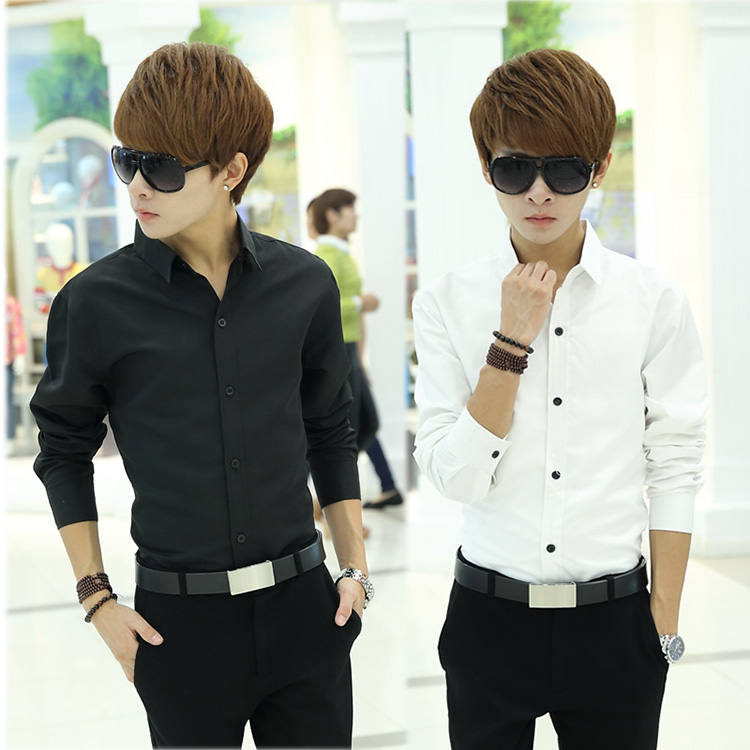 Áo sơ mi trắng nam tay dài Slim-free kinh doanh chuyên nghiệp đi làm công sở áo sơ mi Hàn Quốc phiên bản áo trắng áo sơ mi nam cổ tàu