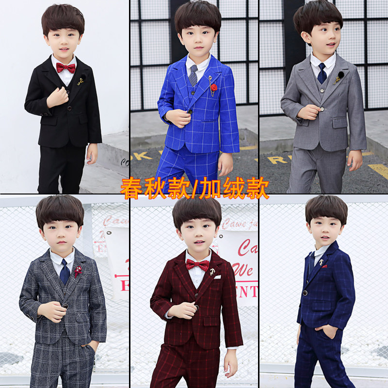 Children Suits Suit Autumn Winter Flower Boy Dress Male Korean Version Piano Gown Boy Little West Suit Baby Suit Handsome-Taobao