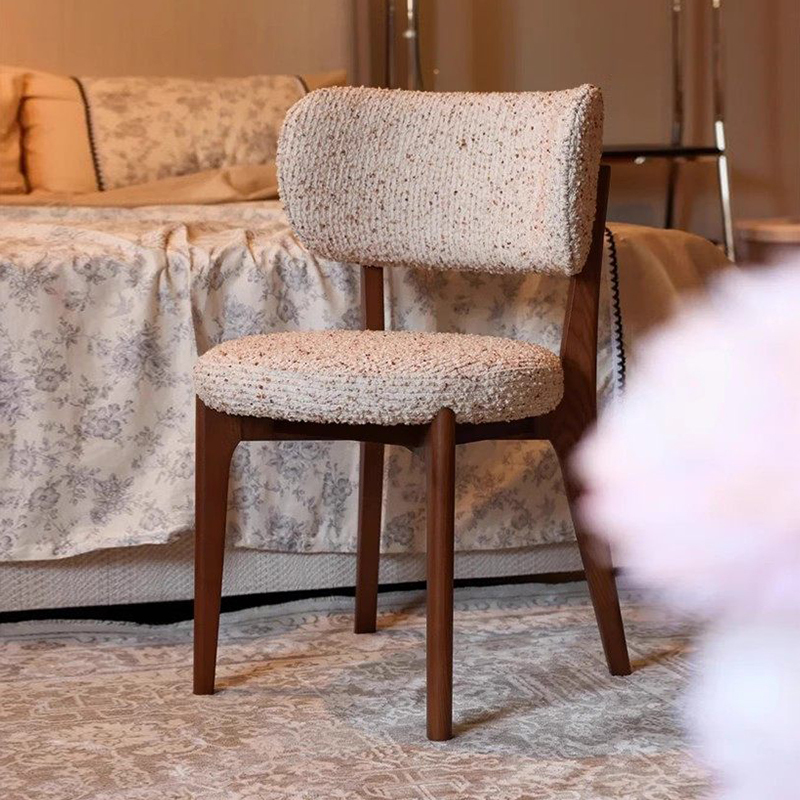 Lily Chair French Cream Style Designer Solid Wood Upholstered Chair High-End Dressing Table Chair Vintage Style Desk Chair