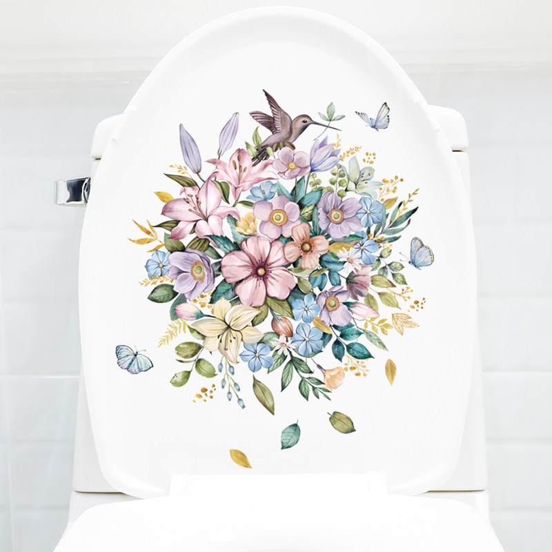 Waterproof self-adhesive toilet sticker toilet lid tank Decorative Toilet Makeup room Garden Flowers plant Tile Sleeping room