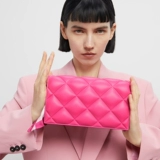 CHARLES&KEITH Полиуретановая сумка на одно плечо с ромбовидным узором, цепь, на цепочке, в британском стиле
