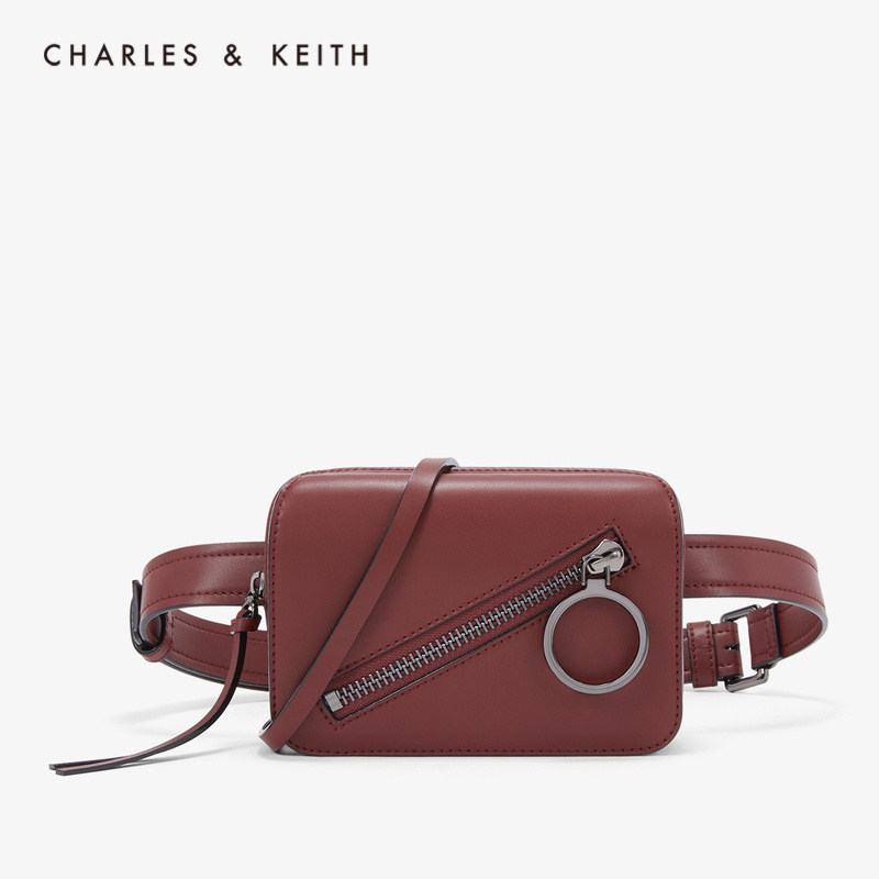 CHARLES & KEITH Shoulder Bag CK2-80780921 Metal Zip Decoration Ladies Shoulder Bag running bag