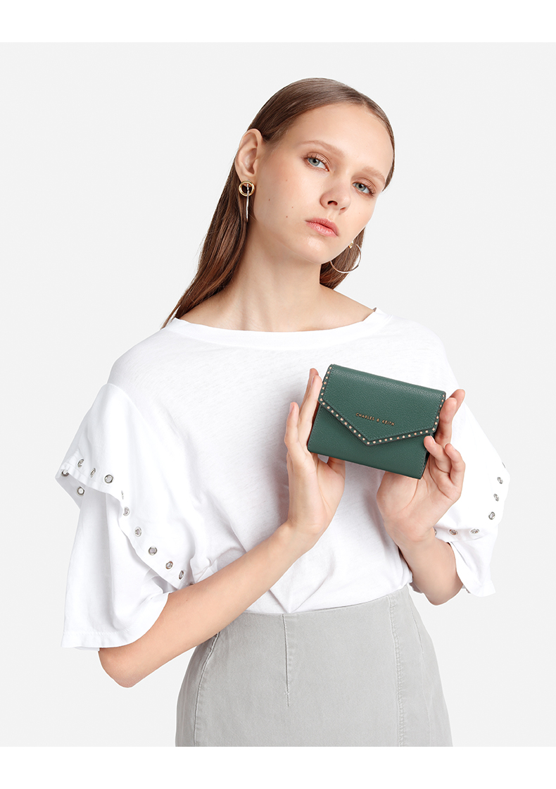 CHARLES & KEITH Ví ngắn CK6-10680701 Ví kim loại đơn giản - Ví tiền ví coach nữ