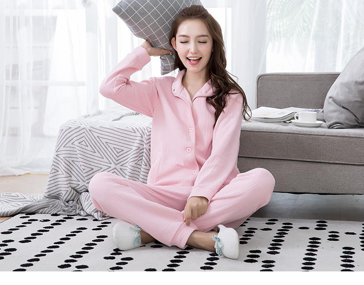 Mùa thu và mùa đông vài bộ đồ ngủ nam và nữ cotton phiên bản Hàn Quốc của lớp không khí dày chăn bông ấm áp có thể mặc bên ngoài bộ đồ dịch vụ gia đình các kiểu đồ bộ mặc ở nhà đẹp