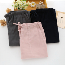 Foreign trade pure cotton couple pajama pants home trousers men and women spring and summer thin section loose home pants cotton gauze