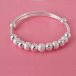 ຂໍ້ສະເໜີພິເສດ Mandy Silver Jewelry 99 Pure Silver Women's Bracelet Frosted Round Beads Nine Beads Linked Lucky Beads Fashion Push-Pull Bracelet