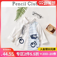 Pencil Club Kids 2019 Autumn New Boy Áo dài tay Áo sơ mi trẻ em Áo sơ mi trẻ em - Áo sơ mi sơ mi kẻ sọc cá tính cho bé