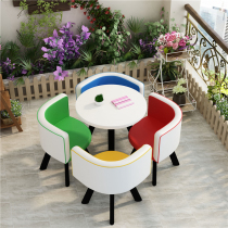 Negotiation table and chair combination reception small milk tea shop one table four chairs small round table and chair set balcony leisure chair