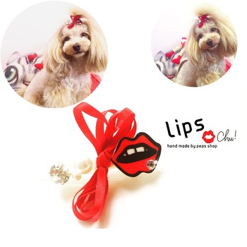 Peas box red lip pearl crystal hairpin pet ເຄື່ອງປະດັບ dog ​​jewelry Maltese headdress