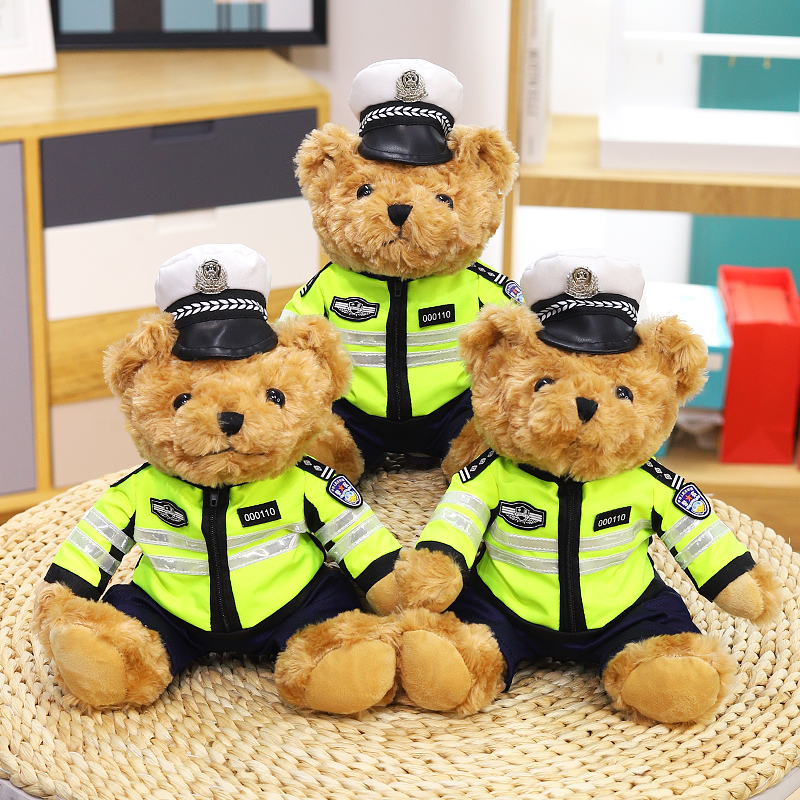 Police Petty Bear Boy Riding Iron Little Bear Police Officer Uniform Riding Reflective Clothing Traffic Kumnet Red Traffic Police Petty Bear-Taobao