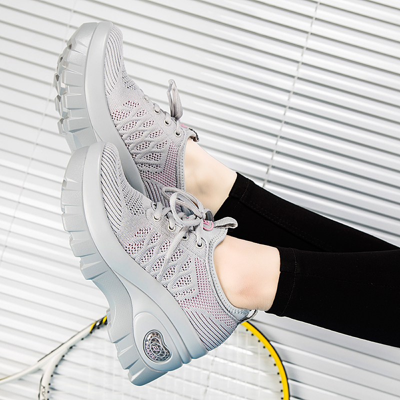 Fande 2021 Summer Breathable Thick-Soled Women's Shoes 8cm High-Heeled Sneakers Mesh Wedge Travel Shoes Casual Shoes