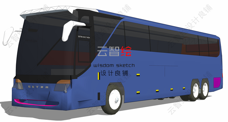 T24 公交车大巴车火动车sketchup SU模型客车和谐号校车景观-8