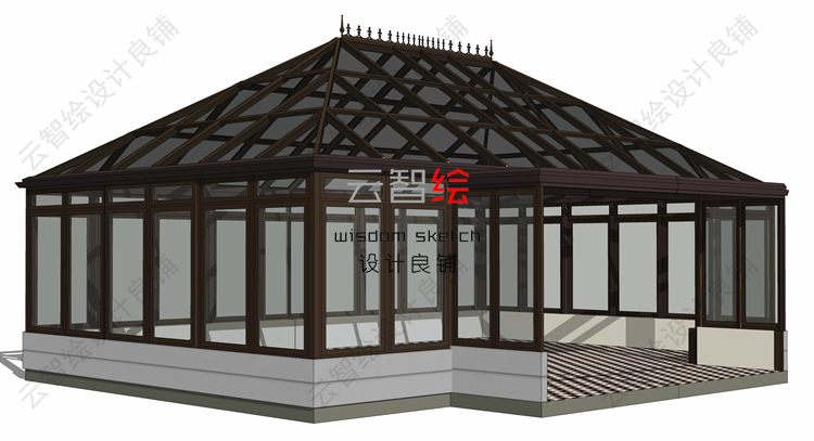 T22 大棚温室sketchup SU模型生态观光农业采摘园景观-10