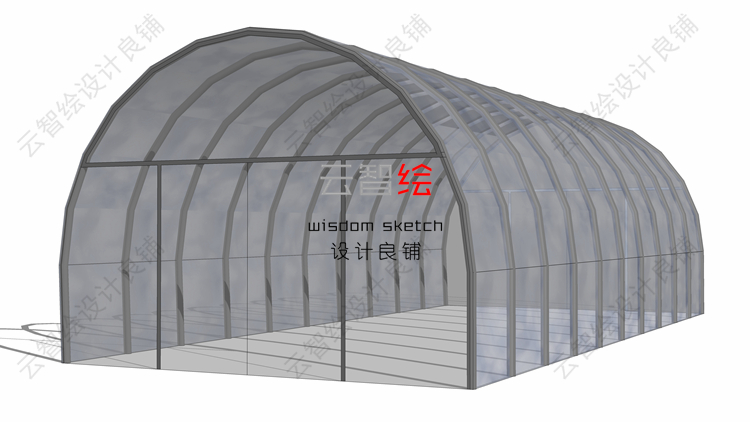 T22 大棚温室sketchup SU模型生态观光农业采摘园景观-30