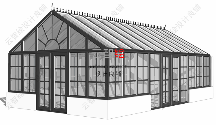 T22 大棚温室sketchup SU模型生态观光农业采摘园景观-8