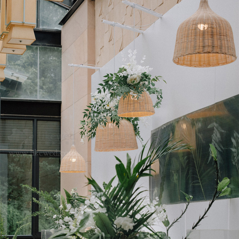 Chinese rattan bricking light shrouded with bamboo woven chandelia Outdoor Mori wedding site Hanging Ceiling Style Ceiling Arrangement Shop Window Decoration Props