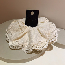 South Koreas new white heavy-duty lace hair band high-end breathable double-layer French large intestine circle temperament princess style hair accessory