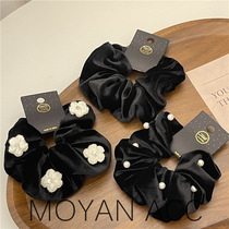 Temperament flannel hair band rubber band head flower large hair rope Korean hair accessories head rope pearl flower headdress simple