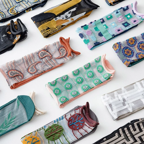 Летние тонкие асимметричные колготки, стеклянные гольфы, средней длины