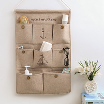 Creative cotton and linen storage bag hanging multi-layer hanging pocket cloth art door rear debris storage bag wall hanging storage bag