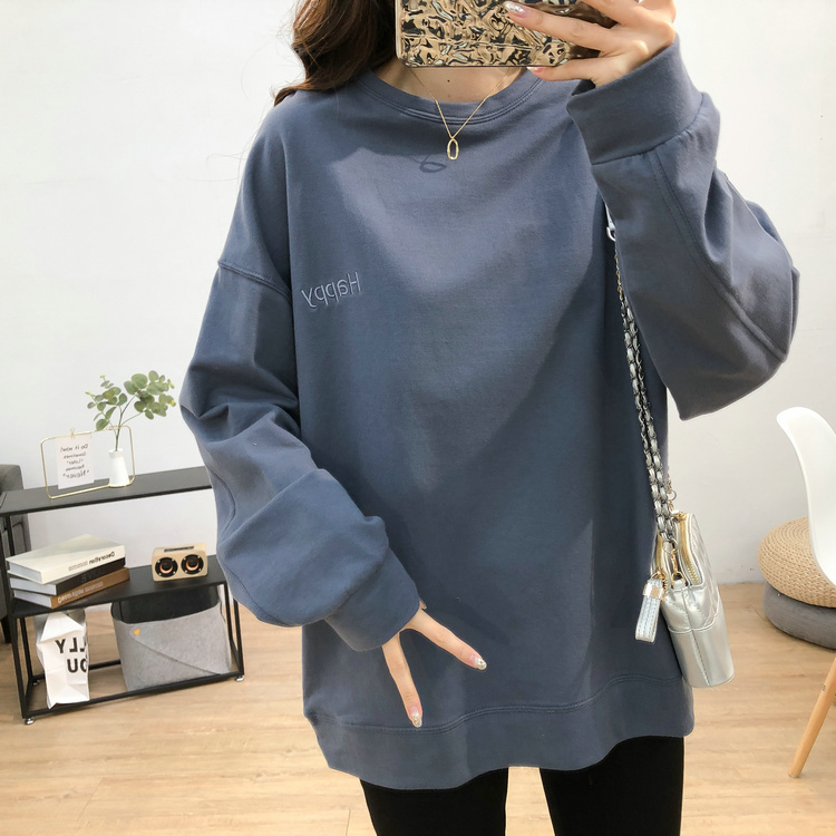 Early spring long sleeves T-shirt woman 2020 new Korean version loose jacket Casual Inner Lap Clothing Embroidered Necroe