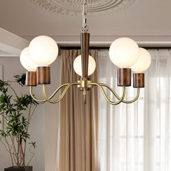 All-Copper Wood Art American Modern Simple Chandelier Personalized Scandinavian Magic Bean Antique Style Wabi-Sabi Cream Style Copper Chandelier