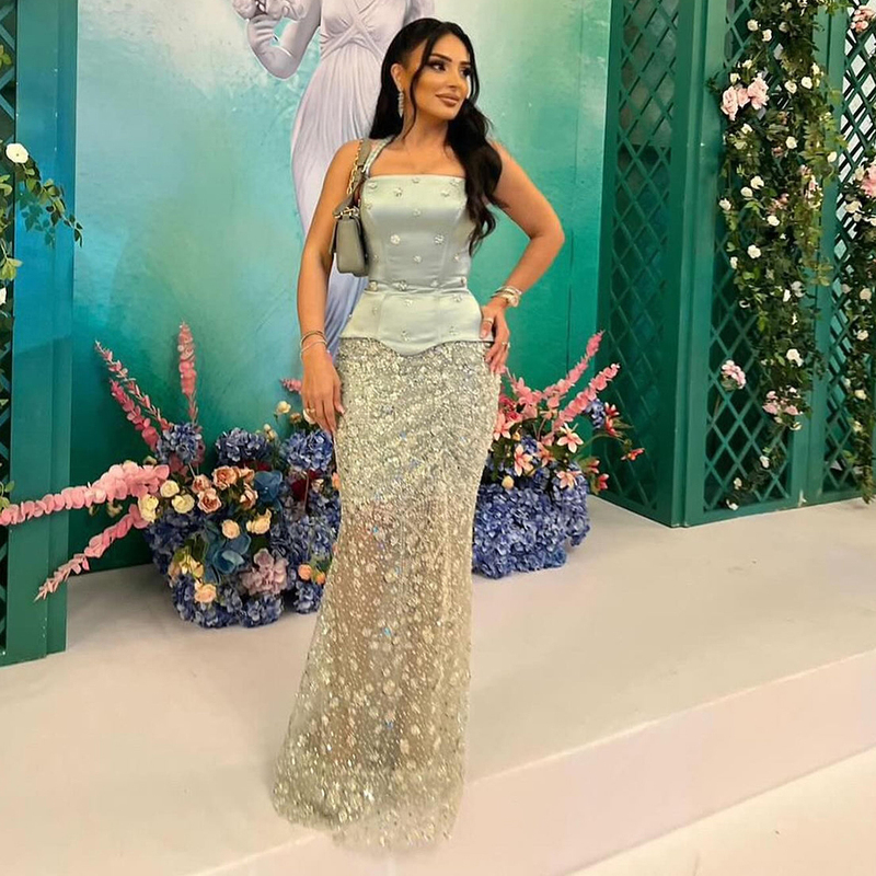 Serene Hill Sage Green Spaghetti Strap Dress, Light Luxury and Elegant Evening Dress, Art Exam Solo Performance Long Dress La72977
