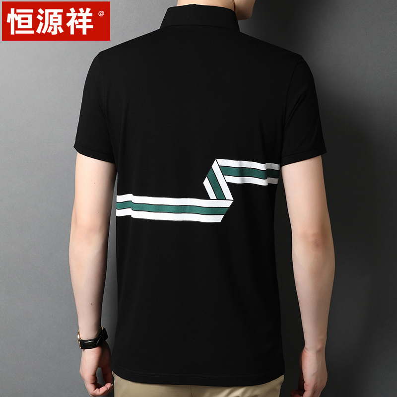 nam Hengyuanxiang của ngắn tay T-shirt giữa năm mùa hè váy xu hướng flip-flop thường lụa bông nửa tay áo Polo bottomshirt