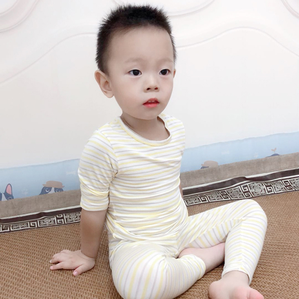 Yang Beibi Một bộ đồ lót trẻ em Modal cao cấp Quần lót nam nữ mỏng mùa thu và mùa đông đồ bộ cho bé gái 1 tuổi