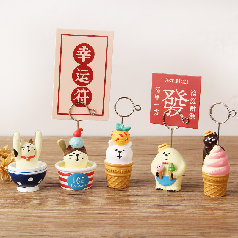 Cute Cartoon Summer Ice Cream Message Clip Kitty Snow Monster Microminiature Scene Swing Piece Desk Face Convenience Stickup