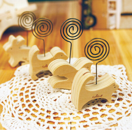 Korean fresh and simple wooden cartoon animal message clip Bookmark clip Post-it note clip Photo clip Business card clip