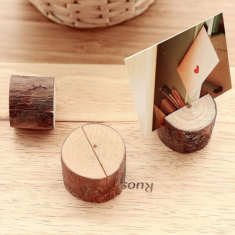 Original Eco Nature Creative Minimalist Tree Stump Wood Convenience Sticker Clips Message Base Art Business Card Photo Message Clip