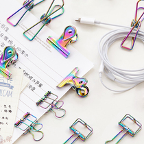 Hollow simple retro colorful water drop long tail clip metal plating rainbow water drop Bill clip clip