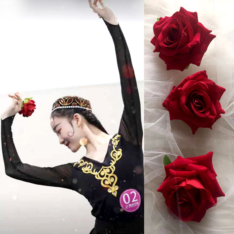 Ethnic Dance Accessories Finger Flower Ring Hand-Worn Red Rose Floral Art Exam Stage Performance Props Ethnic Dance Accessories Finger Flower Ring Hand-Worn Red Rose Floral Art Exam Stage Performance Props