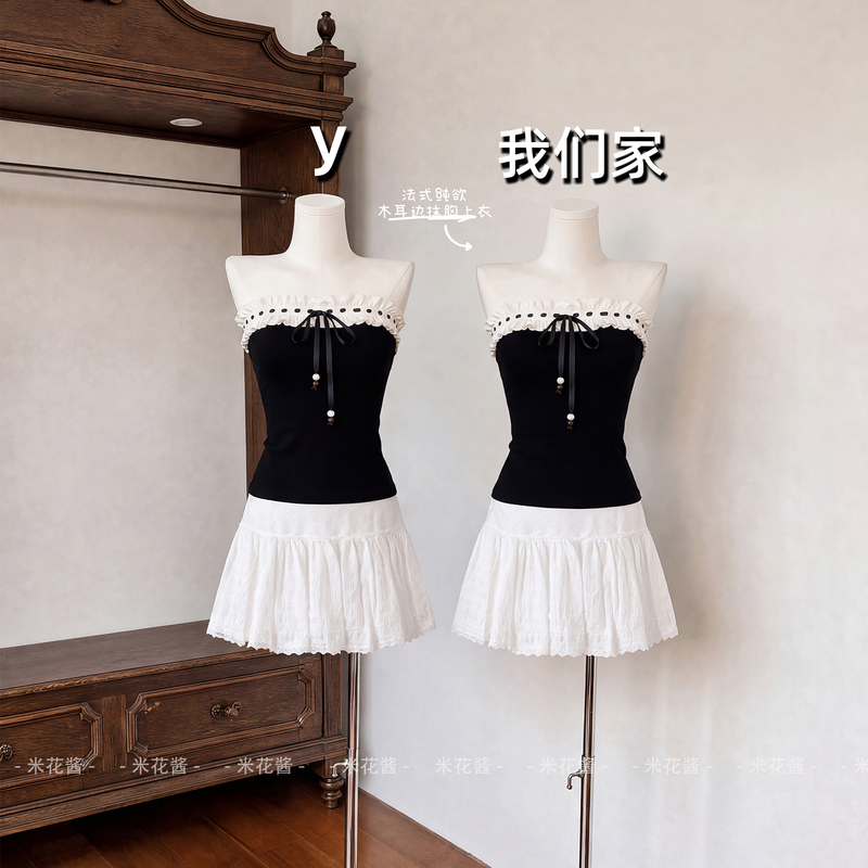 Mi Hua Jiang Women's Summer 2026 New Style Sexy Backless Design Short Black Sleeveless Tube Top Mi Hua Jiang Women's Summer 2026 New Style Sexy Backless Design Short Black Sleeveless Tube Top