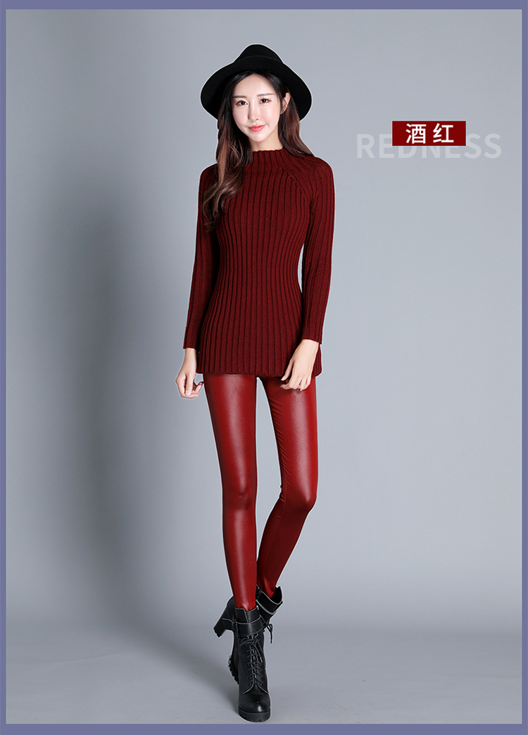 Quần da sạch quần legging nữ phần mỏng mùa xuân và mùa thu mặc size lớn là chân đen mỏng 9 quần pu bó sát quần tây nữ lưng cao