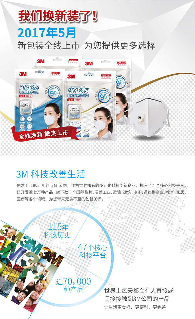 3M口罩9001V防护口罩透气防雾霾防粉尘KN90带呼吸阀易呼吸口罩2包