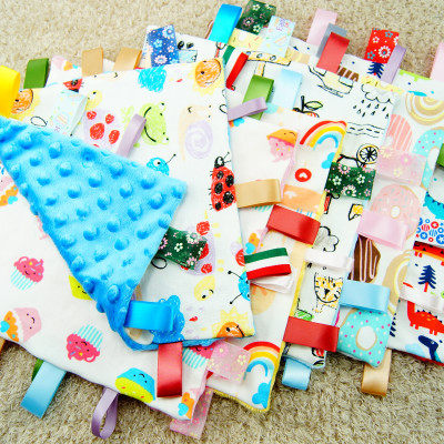 Baby cotton Doudou comforting towel Newborn 0-3 years old baby can bite the entrance super soft label hand towel