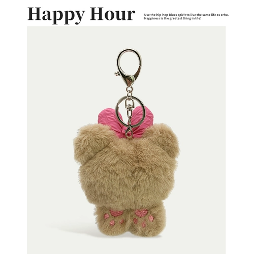 Розовая милая подвеска с бантиком, мультяшный брелок, аксессуар на рюкзак, плюшевая, с медвежатами