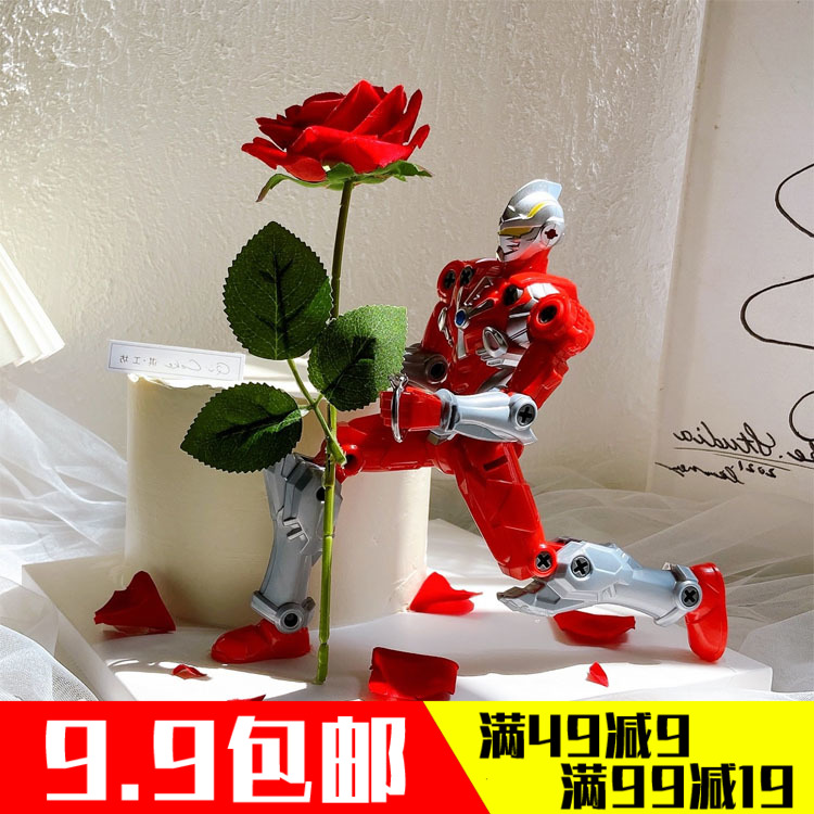 Superman Transformer Children's Birthday Cake Decoration Fittings Valentine's Day whitening baking dress accessories Robot