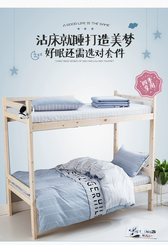 Cao đẳng ký túc xá Ký túc xá Liu Jiantao giường bông ký túc xá nữ ba mảnh khăn trải giường bộ giường chăn ins - Khăn trải giường