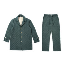 TRIPPY Washed Old Green Hemp Cotton Jacquard Fall Winter Retro Loose Profile Suit Casual Pants Set