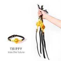 TRIPPY 原创复古玩味BDSMQ笑脸口球吊坠 硅胶皮质 choker颈圈项链
